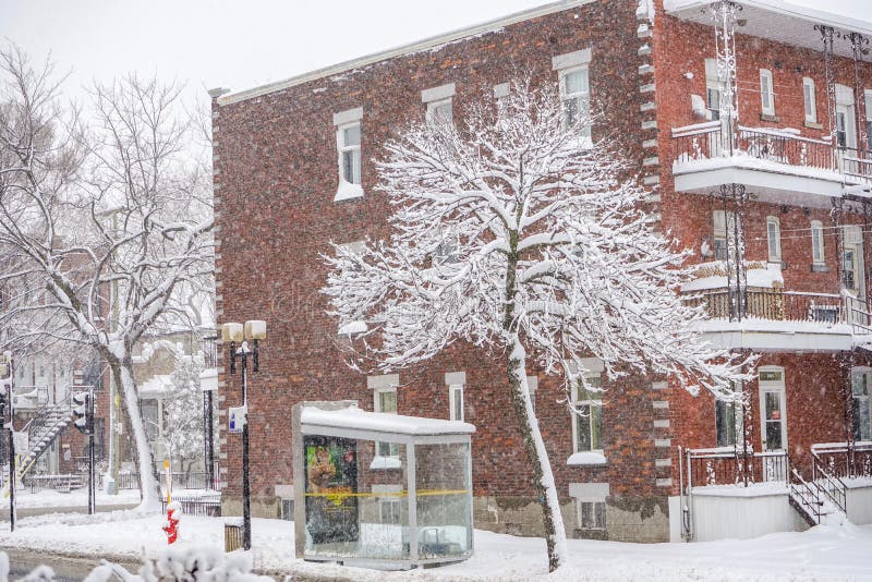 During a snow storm in Montreal