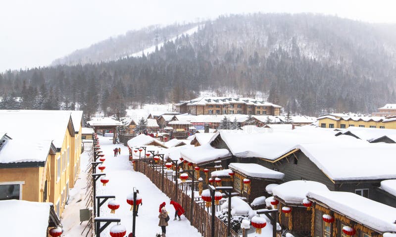 SNOW TOWN IN WINTER SEASON AT HARBIN, CHINA