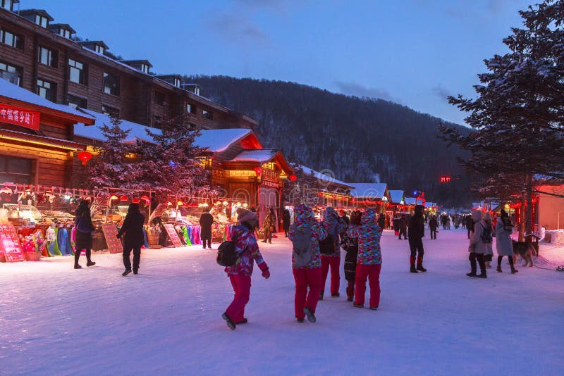 SNOW TOWN IN WINTER SEASON AT HARBIN, CHINA