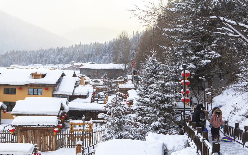 SNOW TOWN IN WINTER SEASON AT HARBIN, CHINA