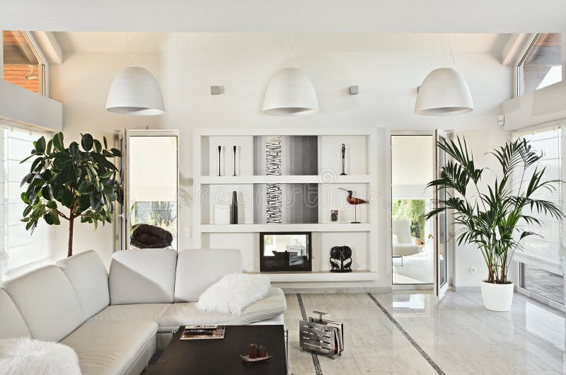 Snow-white living room modern interior stock photography Snow-white living room modern interior stock photography