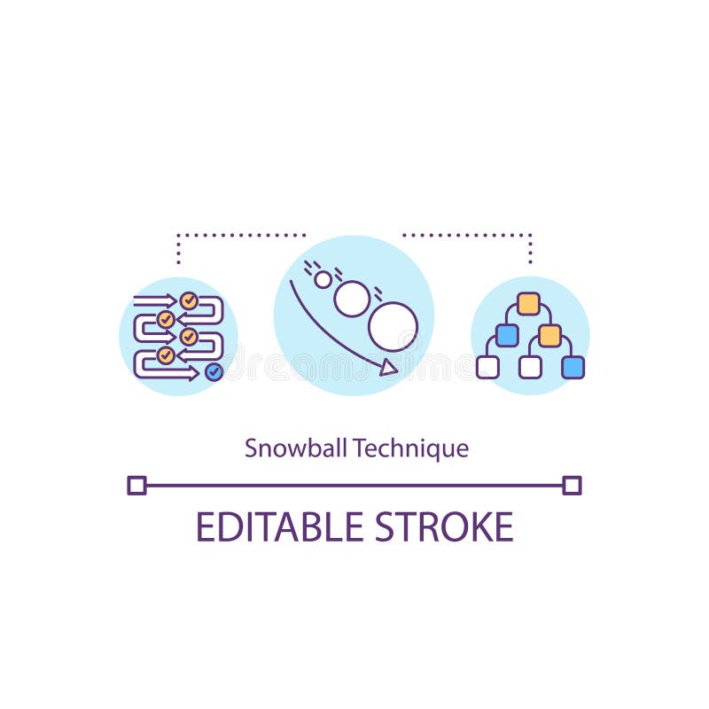 Snowball technique concept icon stock illustration