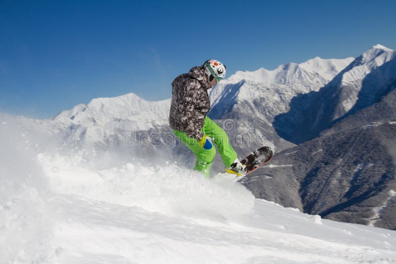 Snowboard and mountain stock image. Image of snowboard 17602867