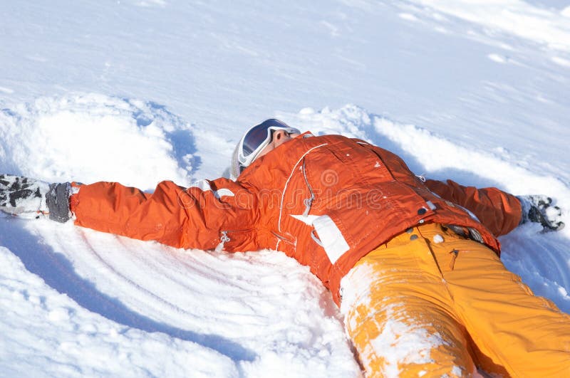 Snowboard girl on snow