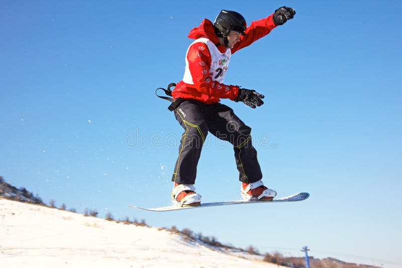 Snowboard man extreme fly editorial photography. Image of sports 7923127