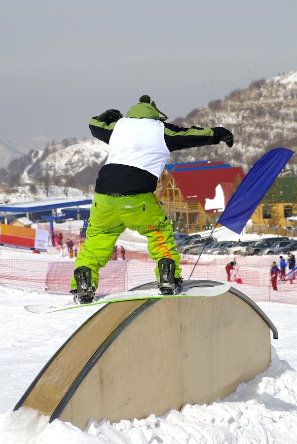Snowboard Jump from a Cliff in the Powder Stock Photo Image of clear