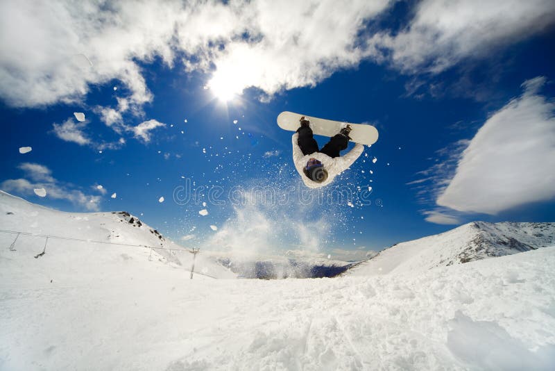 Snowboarder backflip