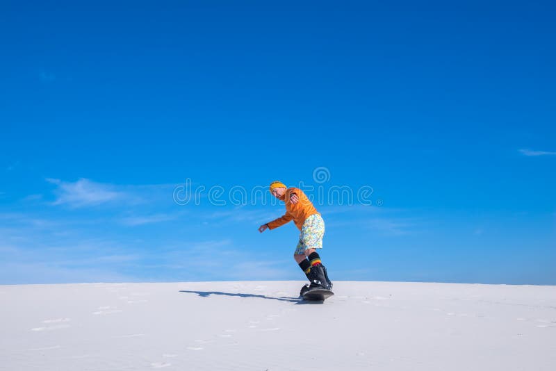 Man Does a Trick on the Snowboard in the Desert Stock Image - Image of ...