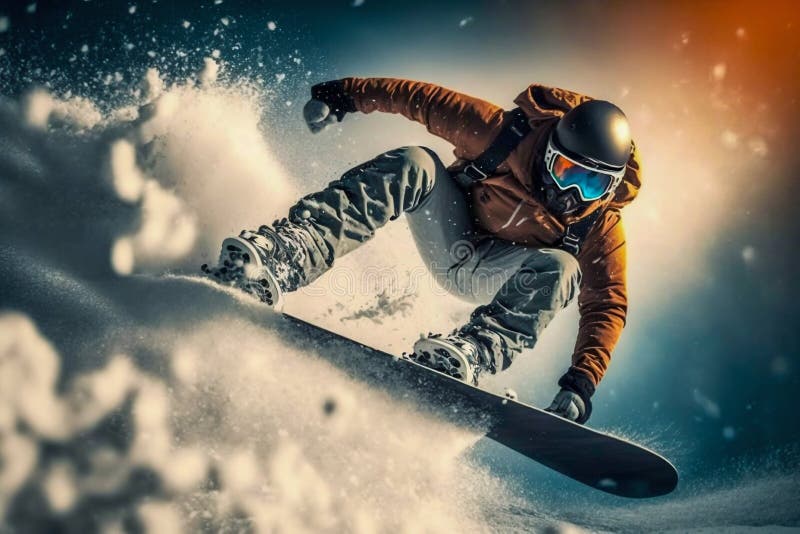 Snowboarder Freeride am Hang im Schneeberg. generative Hilfe stock abbildung