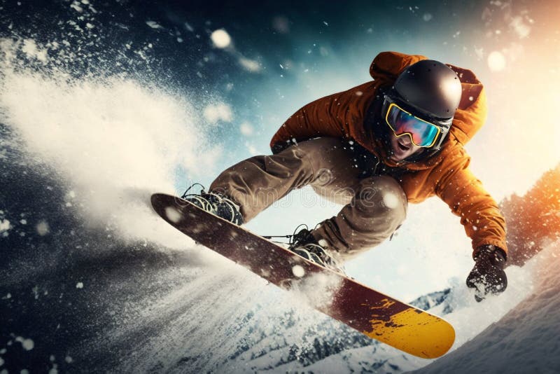 Snowboarder Freeride am Hang im Schneeberg. generative Hilfe. Hochqualitätsdarstellung
