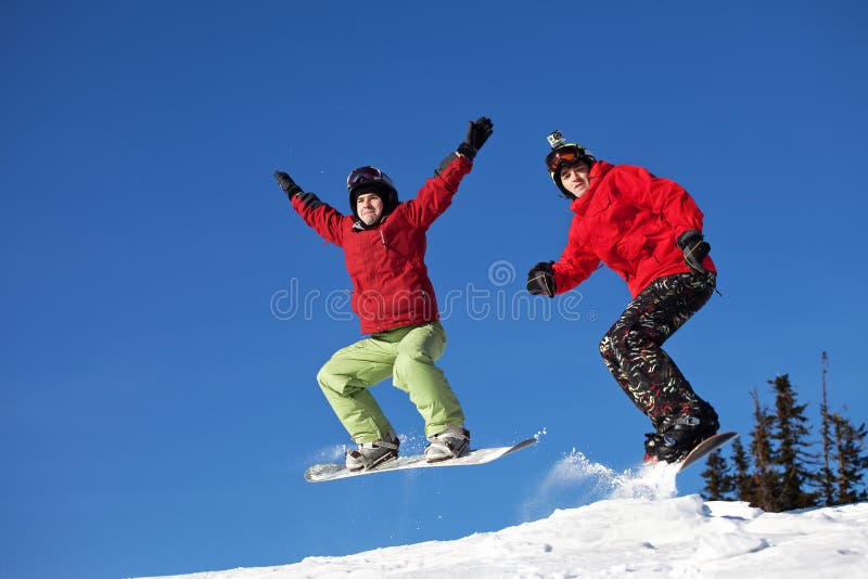 Snowboarder jumping