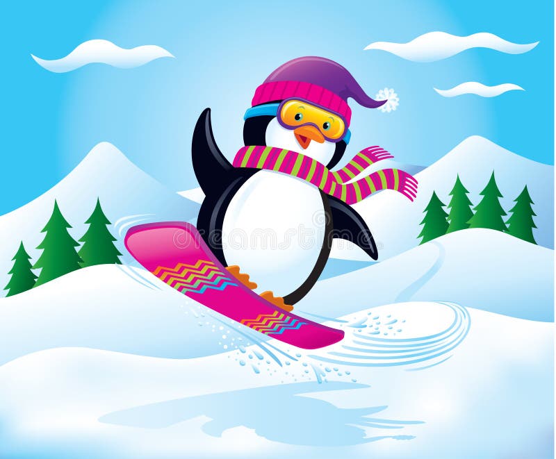 Snowboarding Penguin In The Air