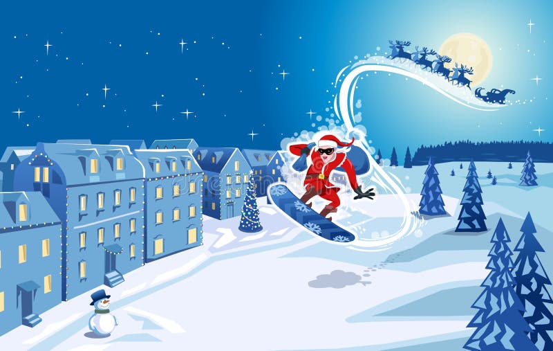 Santa Claus and Reindeer in Sky Stock Vector - Illustration of claus ...