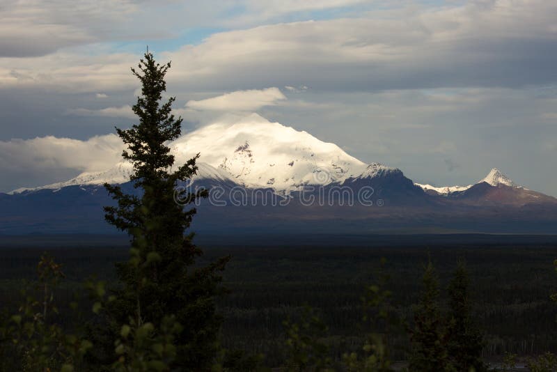 Snowcapped Mt Drum Alaska stock image. Image of massive 74317803