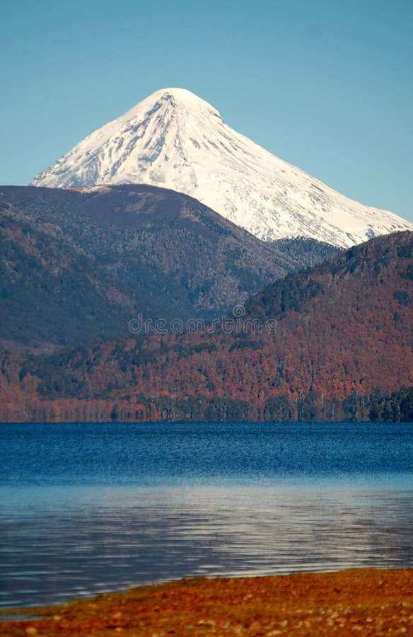 Snowcovered volcano peak in Patagonia