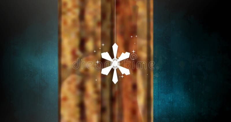 Snowflake animation over blurred background with vertical lines vector illustration