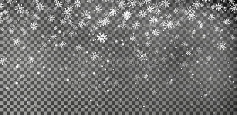 Snowflake background vector. Christmas snow fall decoration effect. Transparent pattern. royalty free illustration
