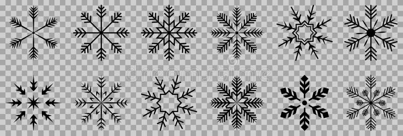 Snowflake black icons set stock illustration