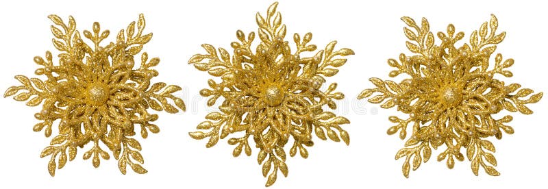 Snowflake Christmas Decoration Ornament, Xmas Gold Snow Flake