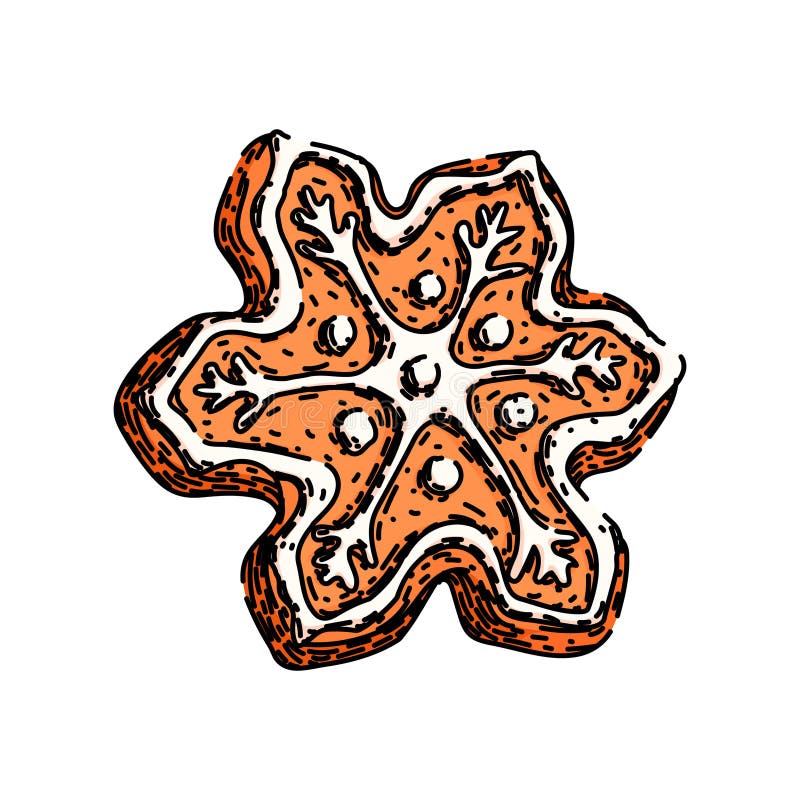 Snowflake gingerbread sketch hand drawn vector vector illustration