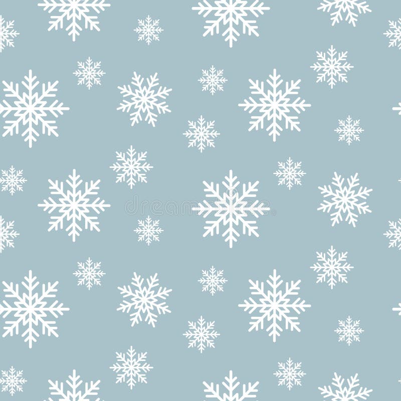 Snowflake seamless pattern. Snow flakes on blue winter background. Abstract wallpaper and gift paper wrap design.