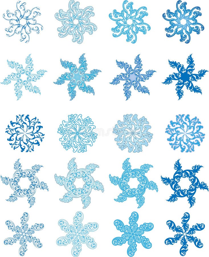 Set of 30 Different Snowflakes Stock Vector - Illustration of christmas ...