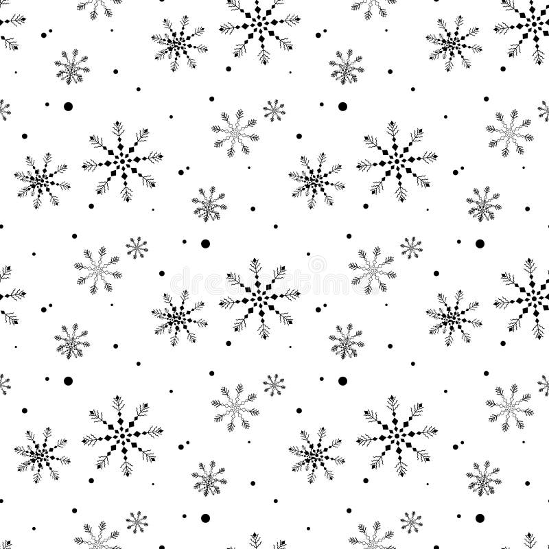Snowflake Simple Seamless Pattern. Black Snow on White Background. Abstract  Wallpaper, Wrapping Decoration Stock Illustration - Illustration of simple,  frozen: 144094328