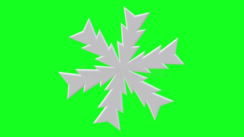 Snowflake in white color spinning on green screen stock illustration