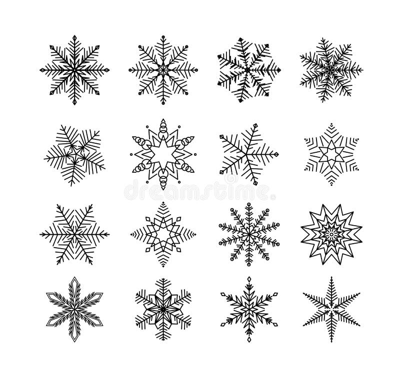 Snowflake winter . Set of flake of snow on white background