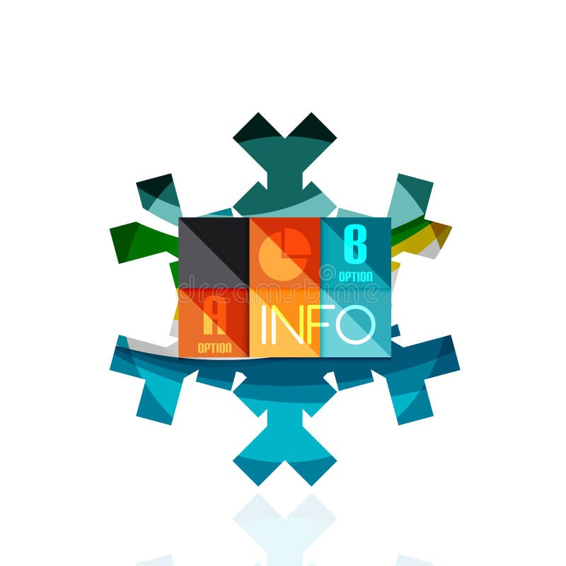 Snowflake Χριστουγέννων με τις infographic αυτοκόλλητες ετικέττες απεικόνιση αποθεμάτων Snowflake Χριστουγέννων με τις infographic αυτοκόλλητες ετικέττες απεικόνιση αποθεμάτων