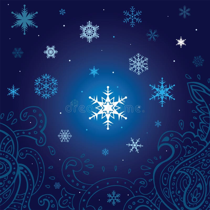 Winter snowflakes background. New Year Vector illustration.