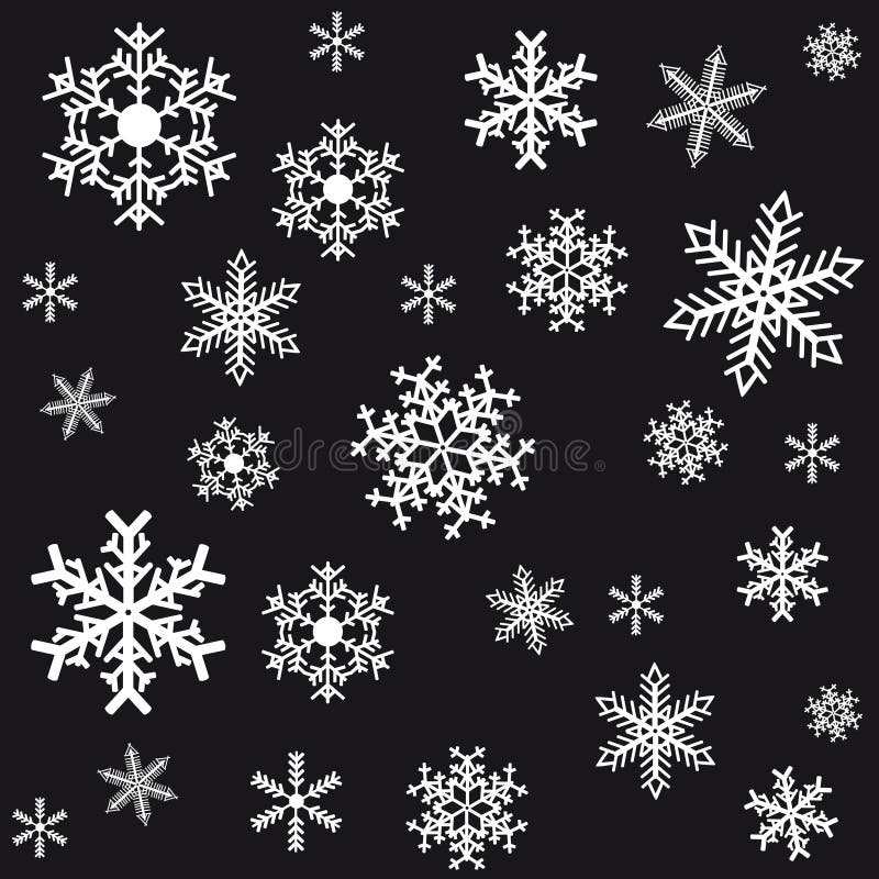 Snowflakes on a Black Background. Stock Illustration - Illustration of ...