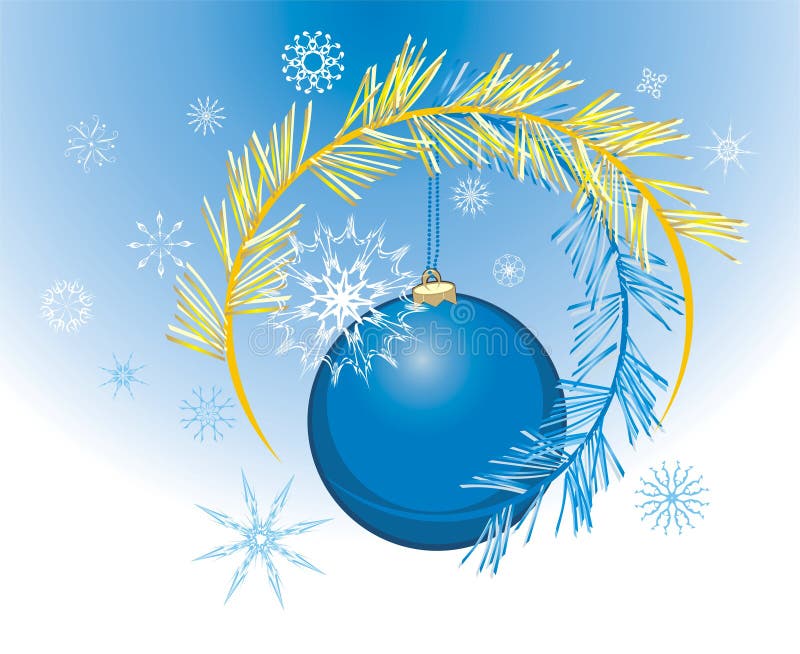 Snowflakes and Christmas ball. Holiday background