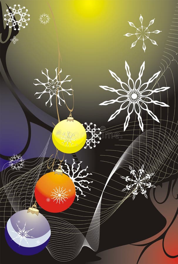 Snowflakes and Christmas balls. Abstract backgroun