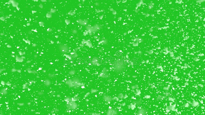 Snowflakes on Chroma Key background. Snow falling down slowly 4K animation on Green screen stock video footage