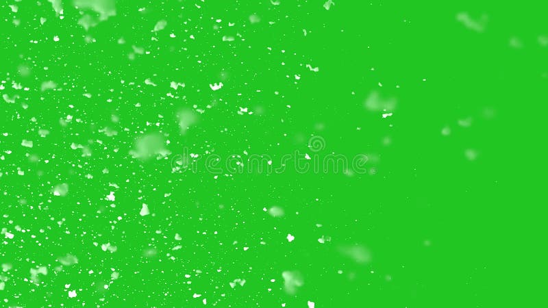 Snowflakes on Chroma Key background. Snow falling down slowly 4K animation on Green screen stock video footage