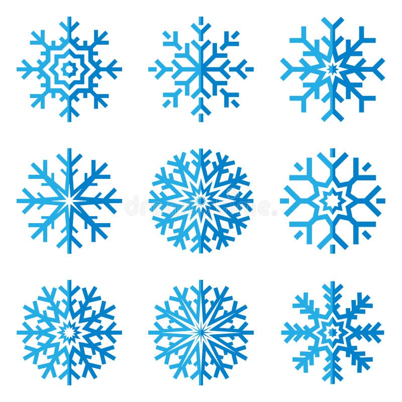 Snowflakes icon set in flat style on white background. Ice crystal. Vector winter design element for you Christmas and New Year`s