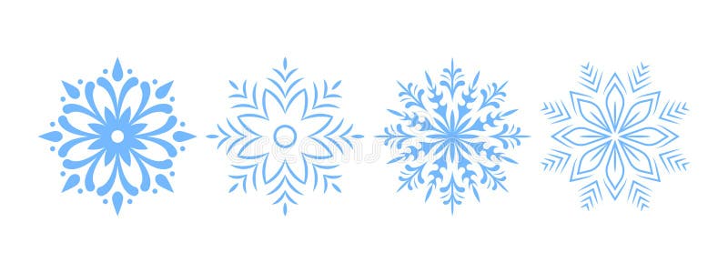 Snowflakes. Light blue snowflakes set. Snowflake different icons. Vector scalable graphics vector illustration