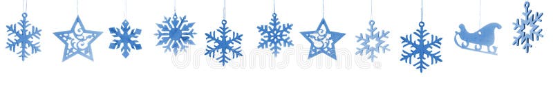 Snowflakes and stars isolated on white background