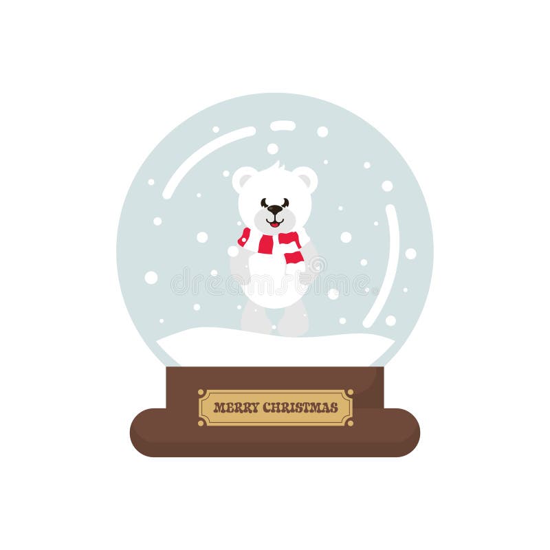 Snowglobe рождества шаржа милое с белым медведем бесплатная иллюстрация