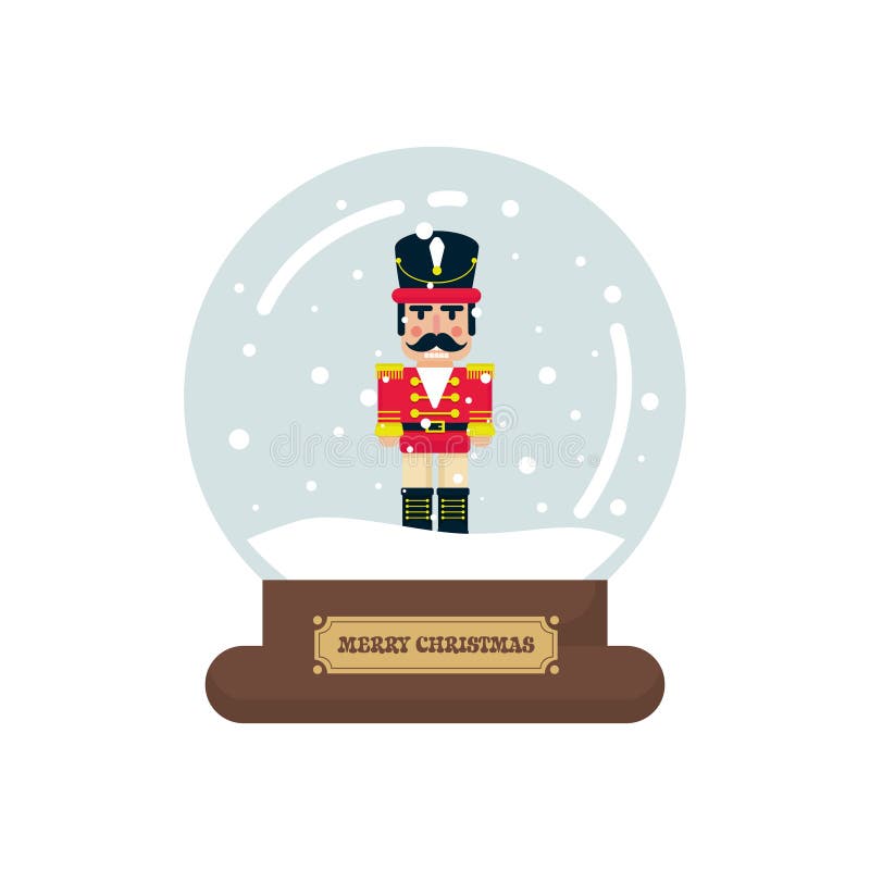 Snowglobe рождества шаржа милое с милым Щелкунчиком иллюстрация штока