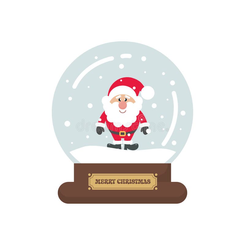 Snowglobe рождества шаржа милое с Санта Клаусом на белой предпосылке бесплатная иллюстрация