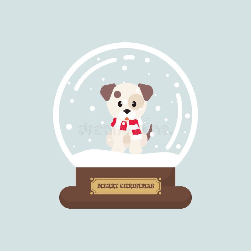 Snowglobe рождества шаржа милое с собакой зимы иллюстрация штока