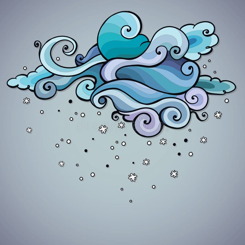 Download Snowing Cloud Swirls. Vector Template. Winter Abst Stock ...