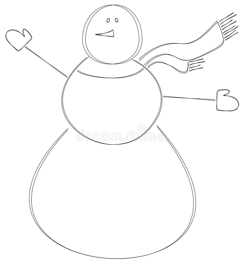 A simple snowman clip art. black and white