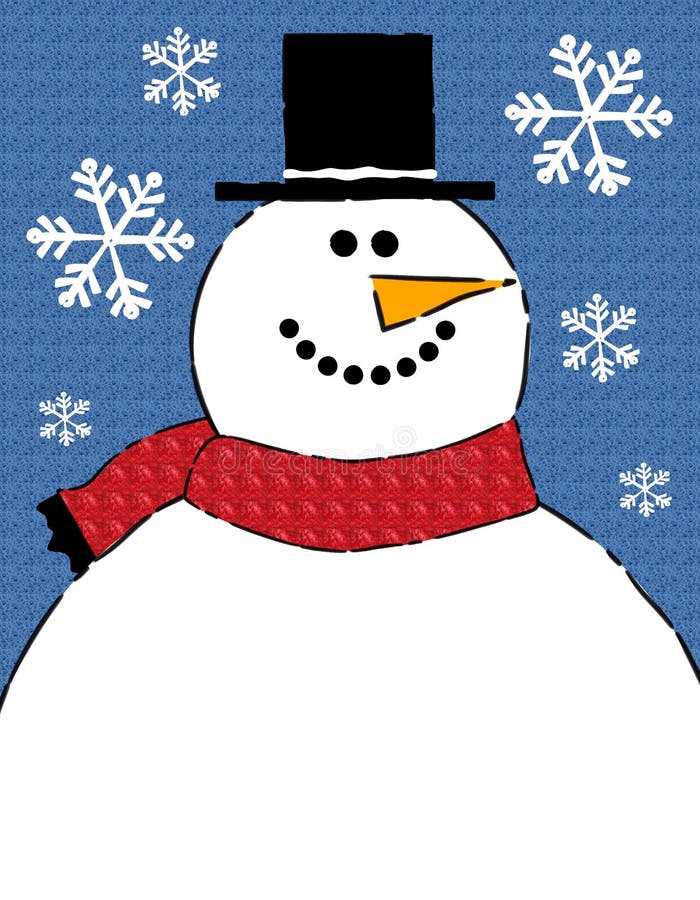 A clip art illustration featuring a simple snowman as a top-of-page border with bottom half of belly cut off as area for content. A clip art illustration featuring a simple snowman as a top-of-page border with bottom half of belly cut off as area for content