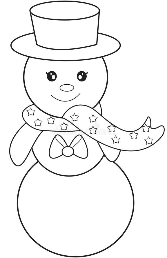 Распечатать снеговика на 6 листах а4 Outlined happy snowman looking up and raising his arms. Vector illustration colo
