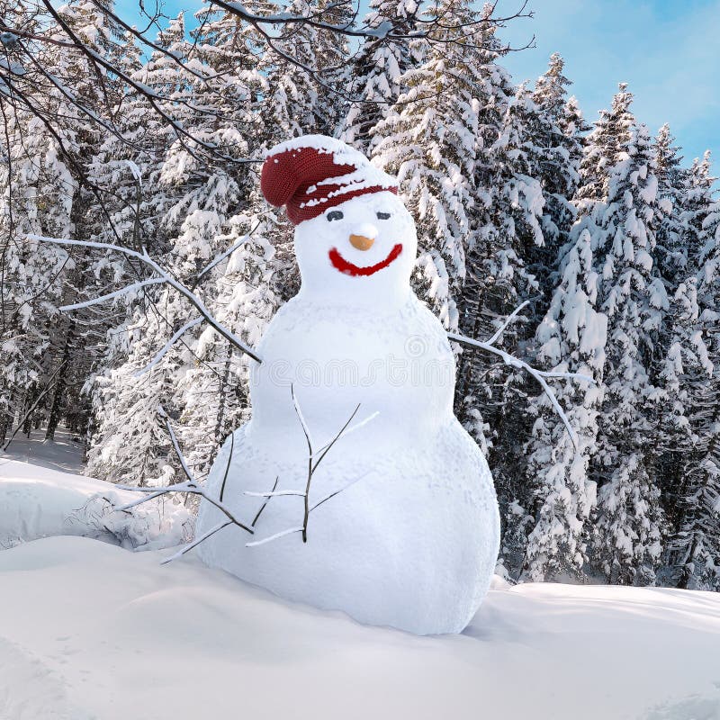 Snowman 3d illustrated