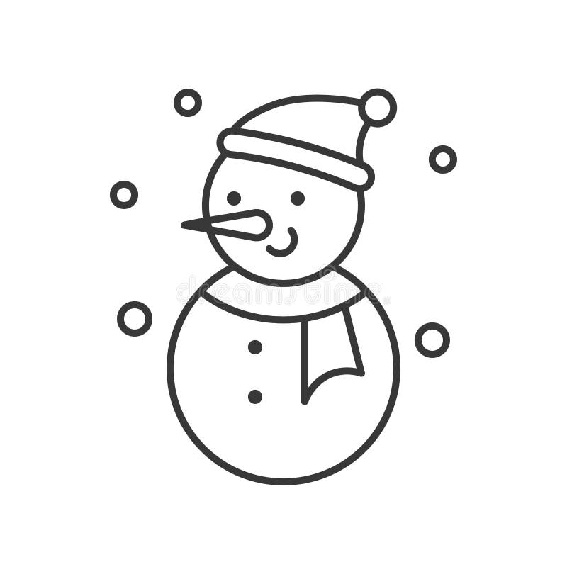 Snowman Editable Outline Icon, Winter Christmas Theme Stock Vector ...