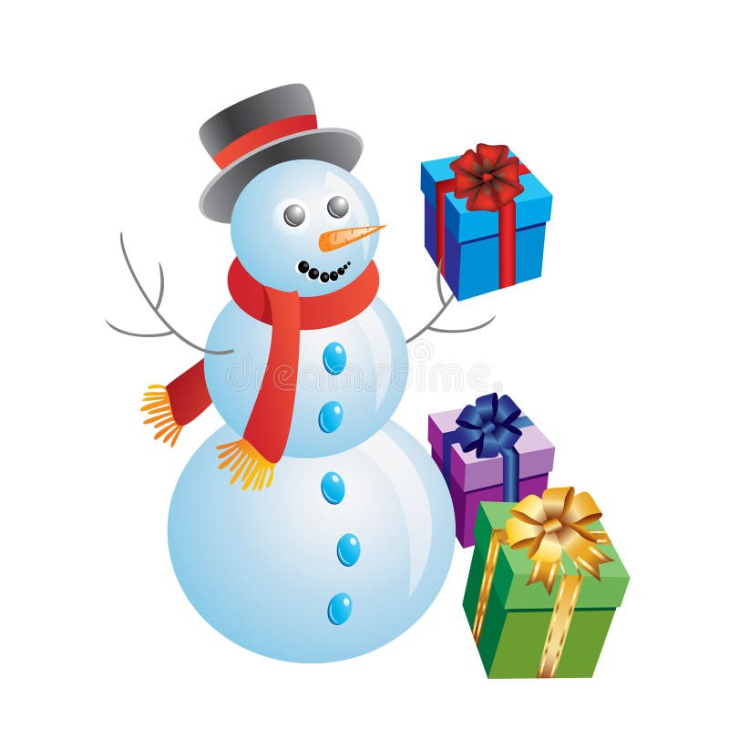 Snowman with gifts.